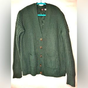 BDG Urban Outfitters Green Knit Button Front Oversized Cardigan Size Small